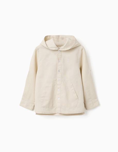 Chemise à manches longues en lin et coton avec capuche  - vertbaudet enfant