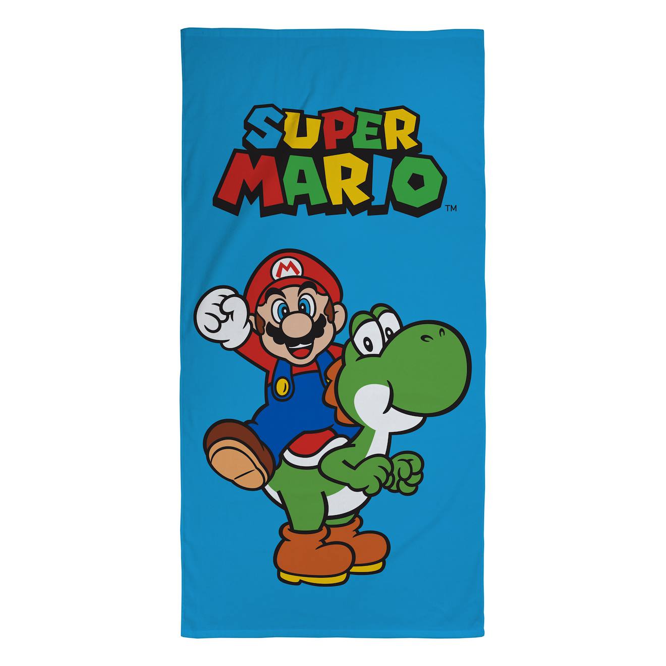 Serviette De Bain Et De Plage Imprimée 100% Coton, Super Mario Yoshi Bleu
