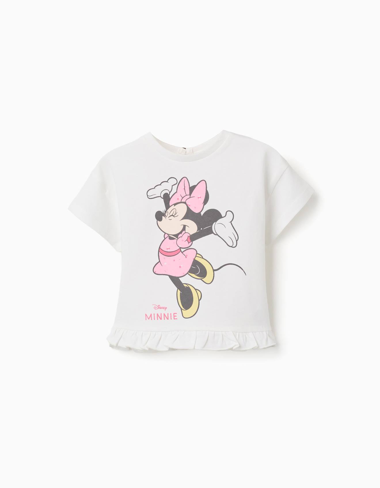 T-shirt En Coton Avec Imprim Minnie Et Volants Blanc 12 €