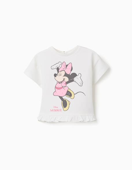 Bébé-T-shirt en coton avec imprimé minnie et volants