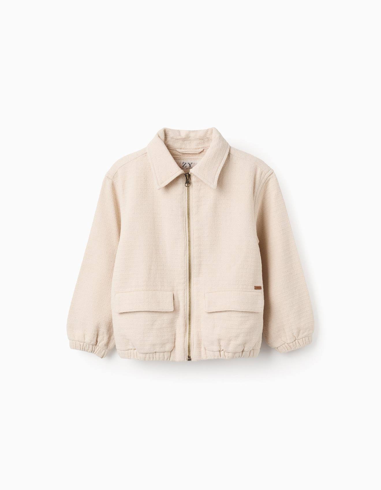 Blouson Aviateur En Coton Avec Poches À Rabat Blanc