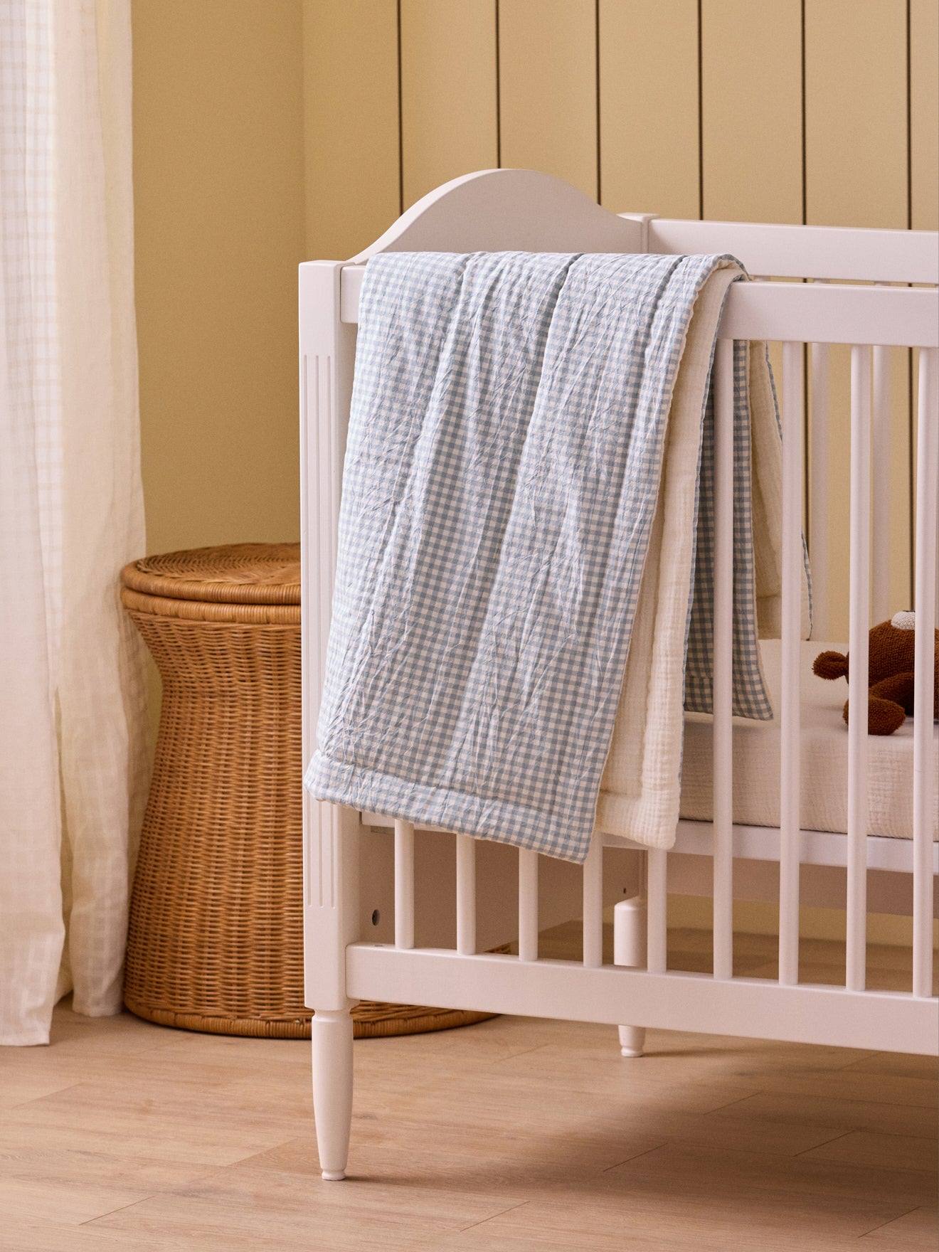 Petit Boutis En Gaze De Coton Vichy Vert (Cyrillus) - Image 2