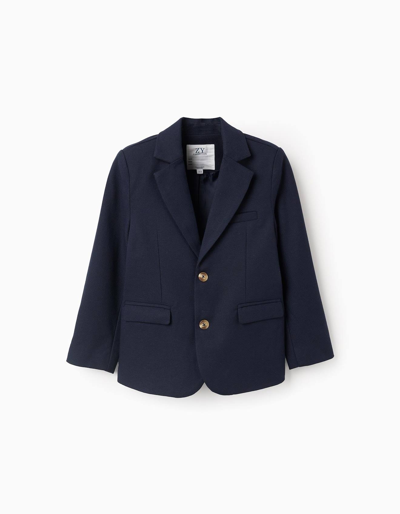 Blazer en piqué avec poches à rabat bleu foncé