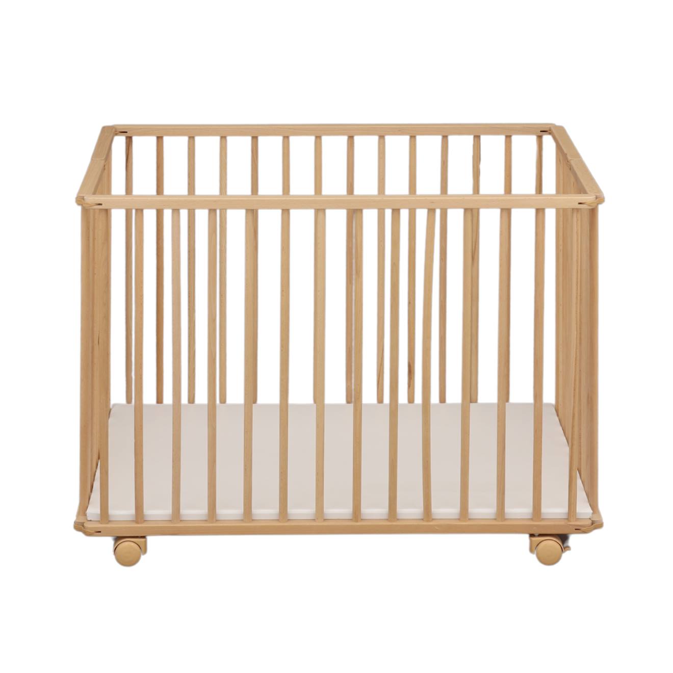 Parc Bébé Pliant 75x100cm Avec Roulettes Et Fond Réglable - Petit Mobilier Marron (Baby Price) - Image 2