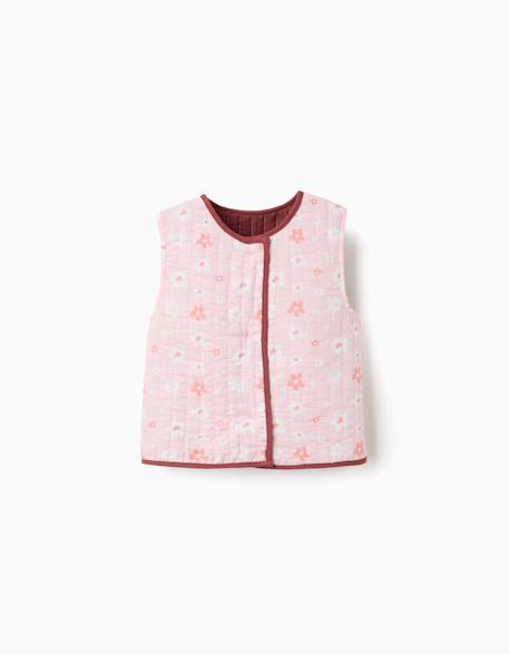 Fille-Gilet réversible matelassé à motif floral