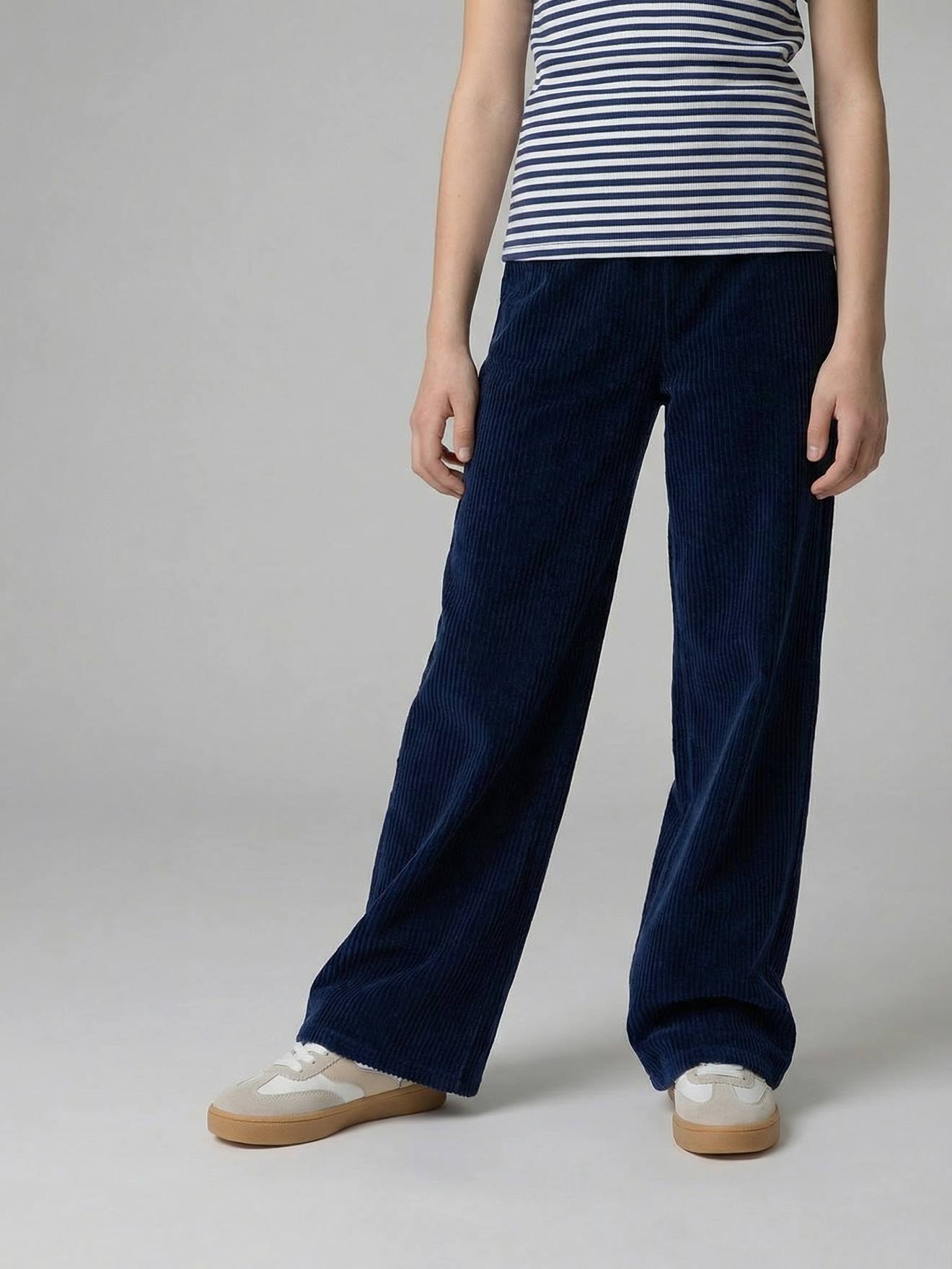 Pantalon large velours marine