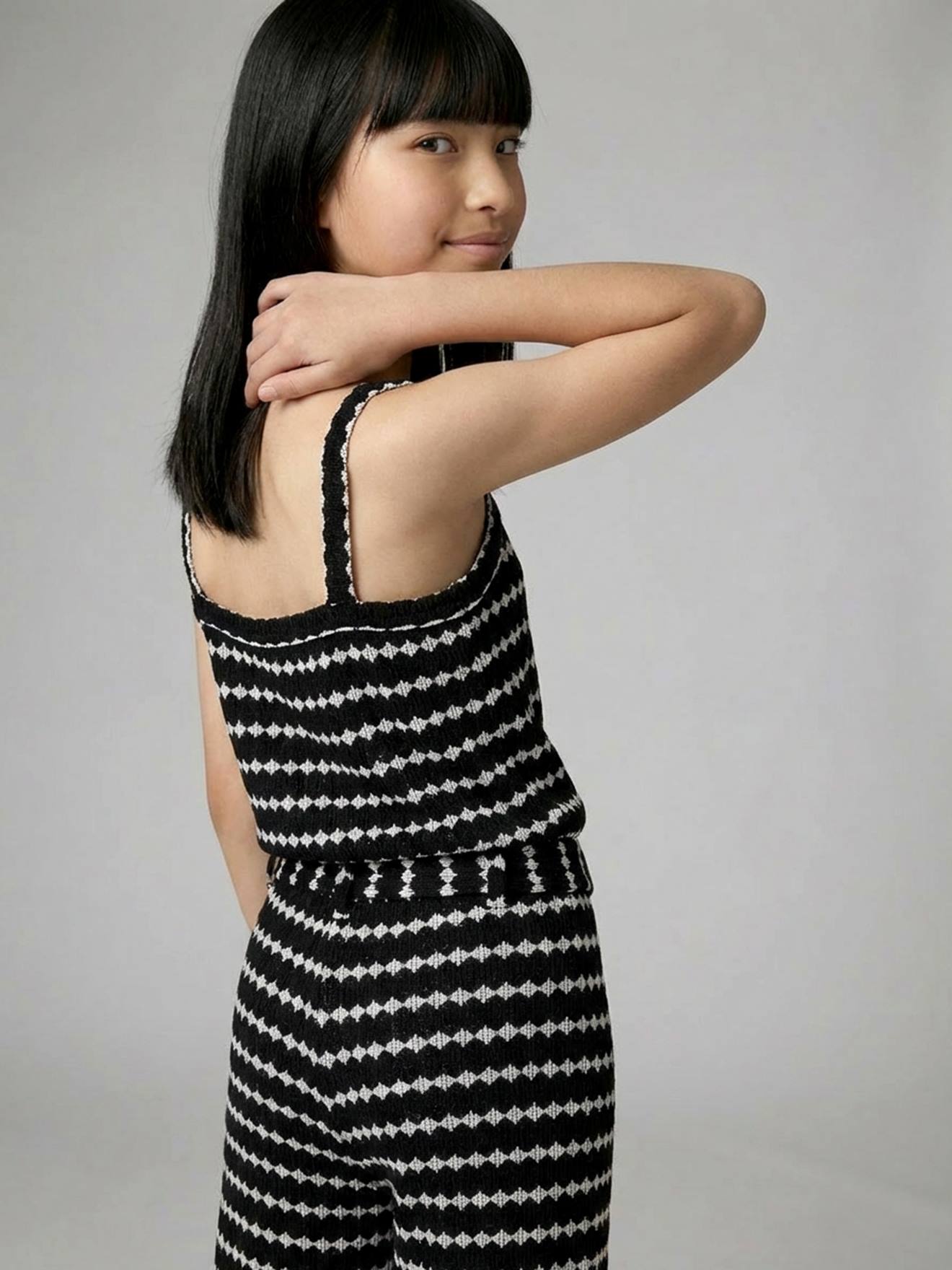Débardeur en maille fantaisie fille noir