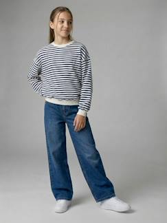 -Pantalon large fille denim