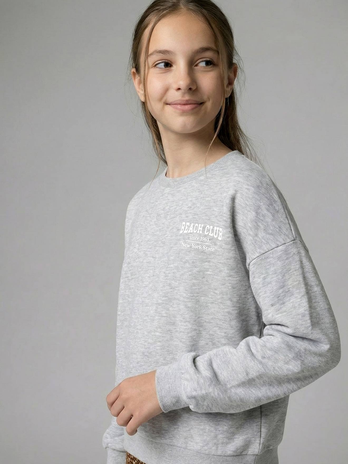 Sweat essentiel fille Jonen gris chiné