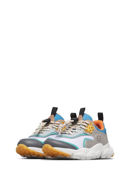Sneakers en simili cuir et tissus technique doi junior Gris-blanc+Rose-blanc crème 5 - vertbaudet enfant 