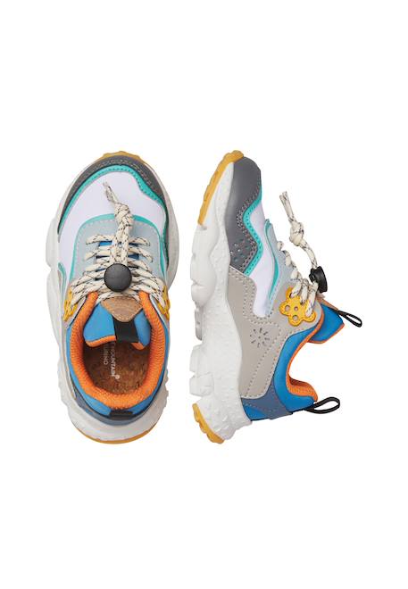 Sneakers en simili cuir et tissus technique doi junior Gris-blanc+Rose-blanc crème 4 - vertbaudet enfant 