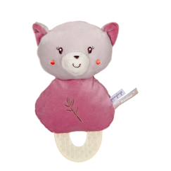 Jouet-Premier âge-Doudou de dentition bebe bamboo - chat - 17 cm s/carte