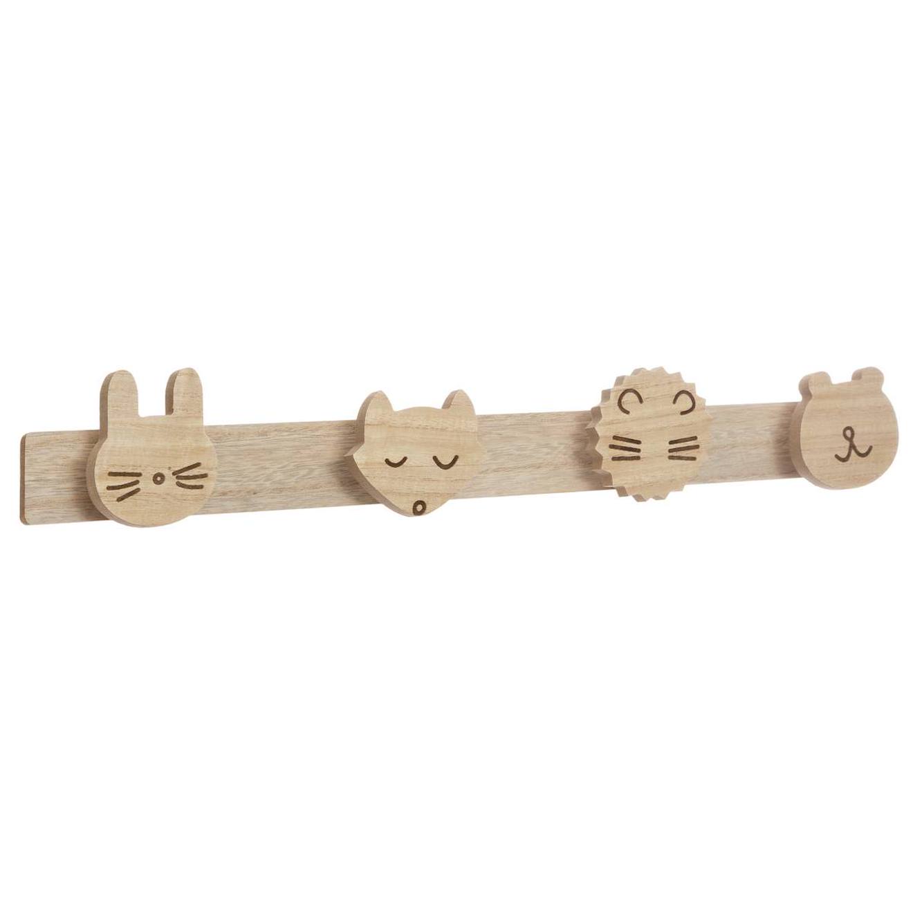 Patère 4 Crochets Animaux En Bois - Syna Beige (Atmosphera) - Image 1