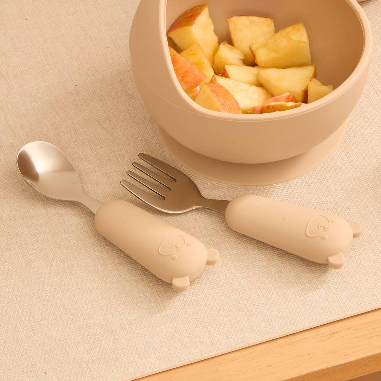 Set Couverts Cuillère Et Fourchette Yum L.16,5cm Rose Beige
