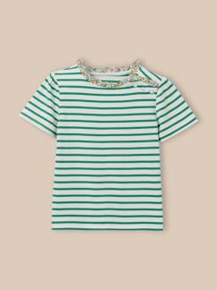 -T-shirt marinière fille tissu liberty - coton biologique