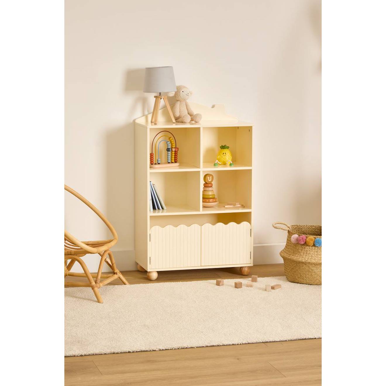 Bibliothèque Enfant 2 Portes 4 Cases - Bouli Beige
