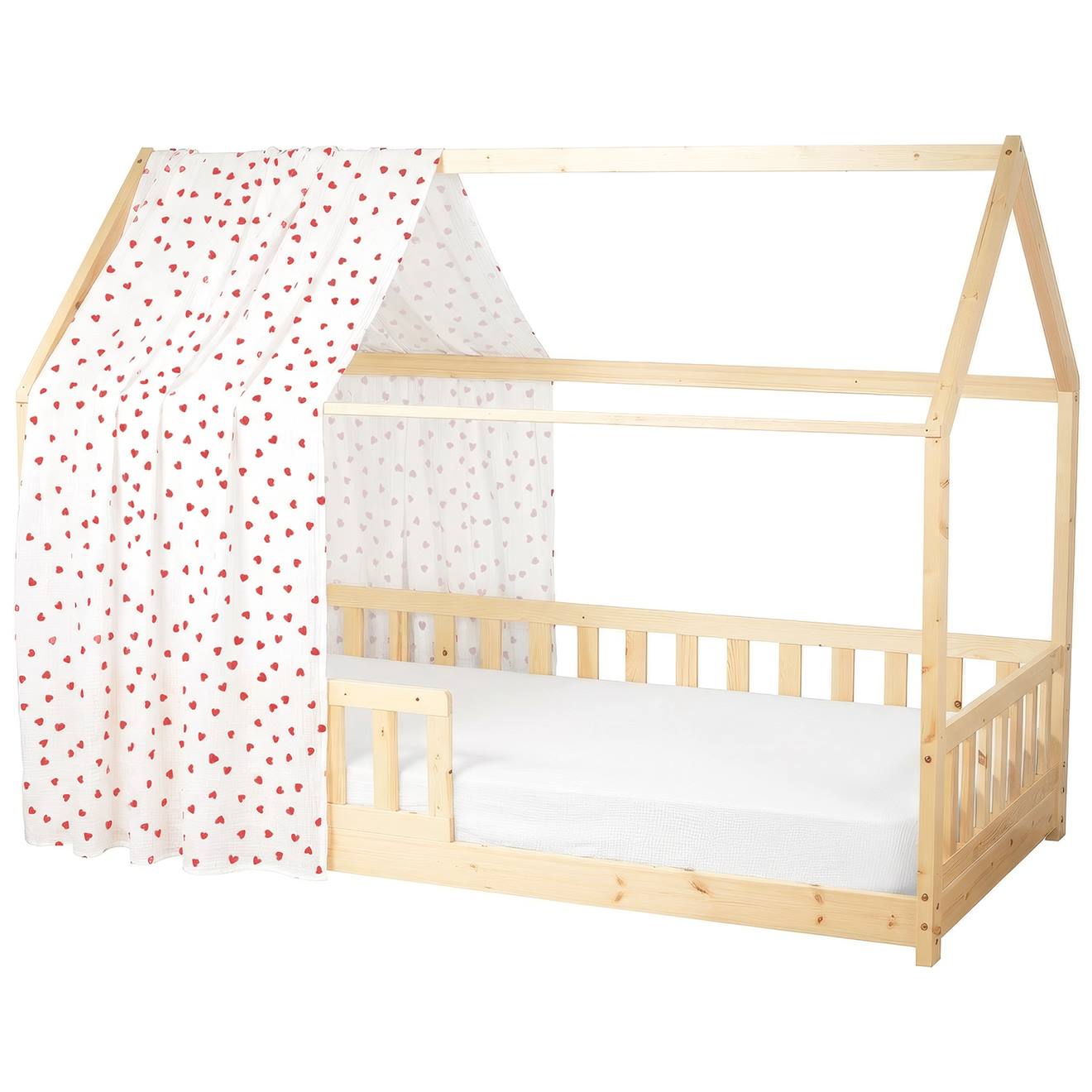 Ciel De Lit Cabane En Gaze De Coton Solo 360 Cm Imprimé Coeurs