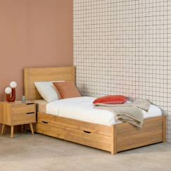 Lit avec sommier à lattes et tête de lit  + 4 tiroirs décor bois - nepal  - vertbaudet enfant