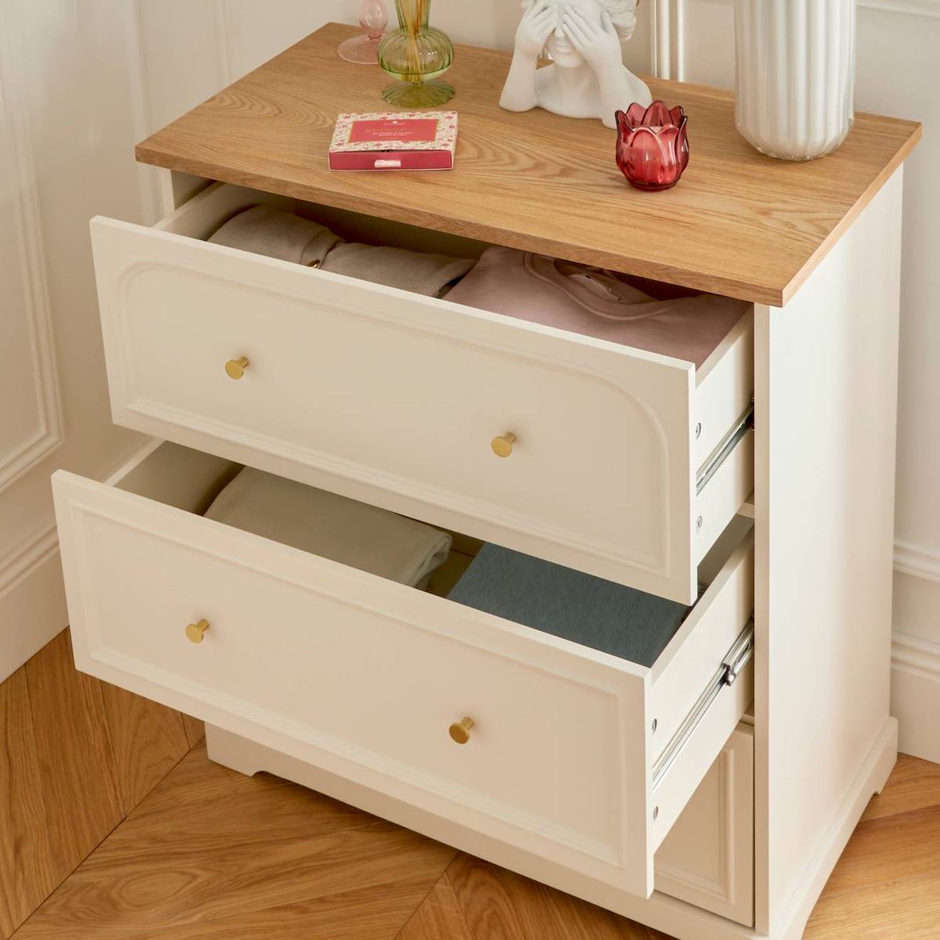 Commode 3 Tiroirs Plateau Placage Frêne - Mohea Ivoire