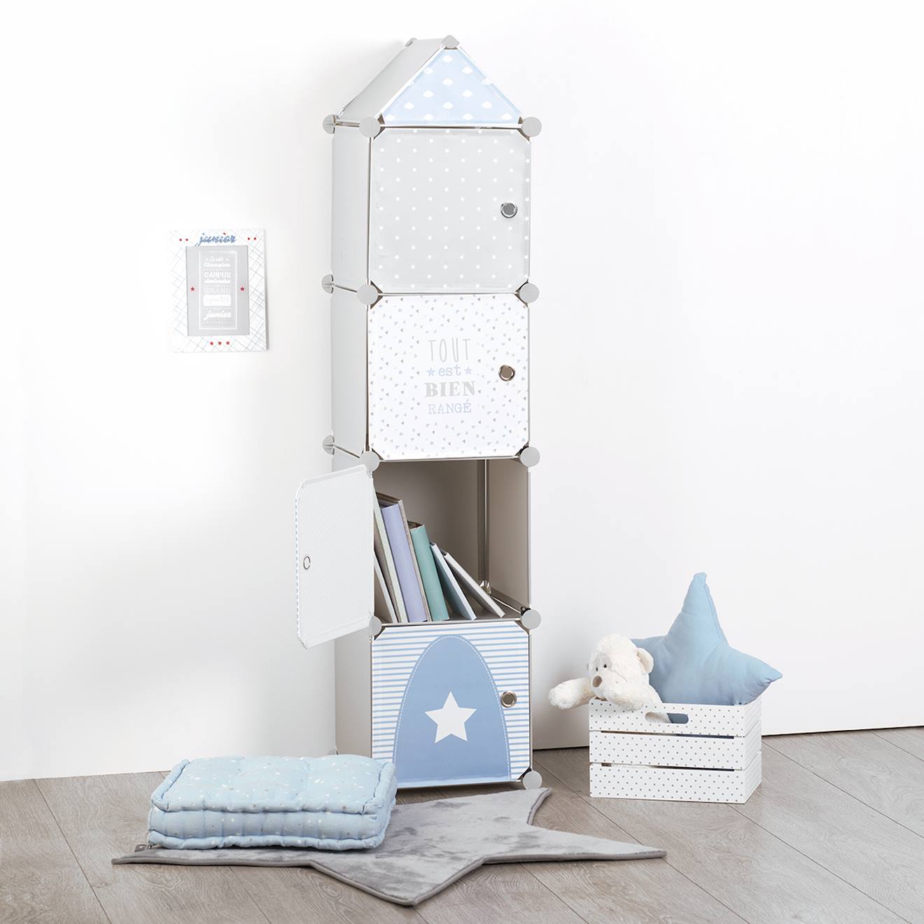 Rangement Colonne 4 Casiers - Sunny Gris