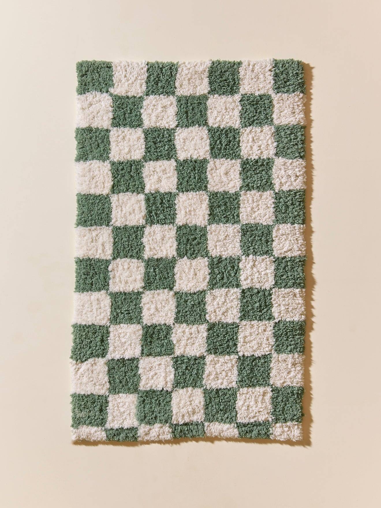 Tapis Damier Vert Fonce