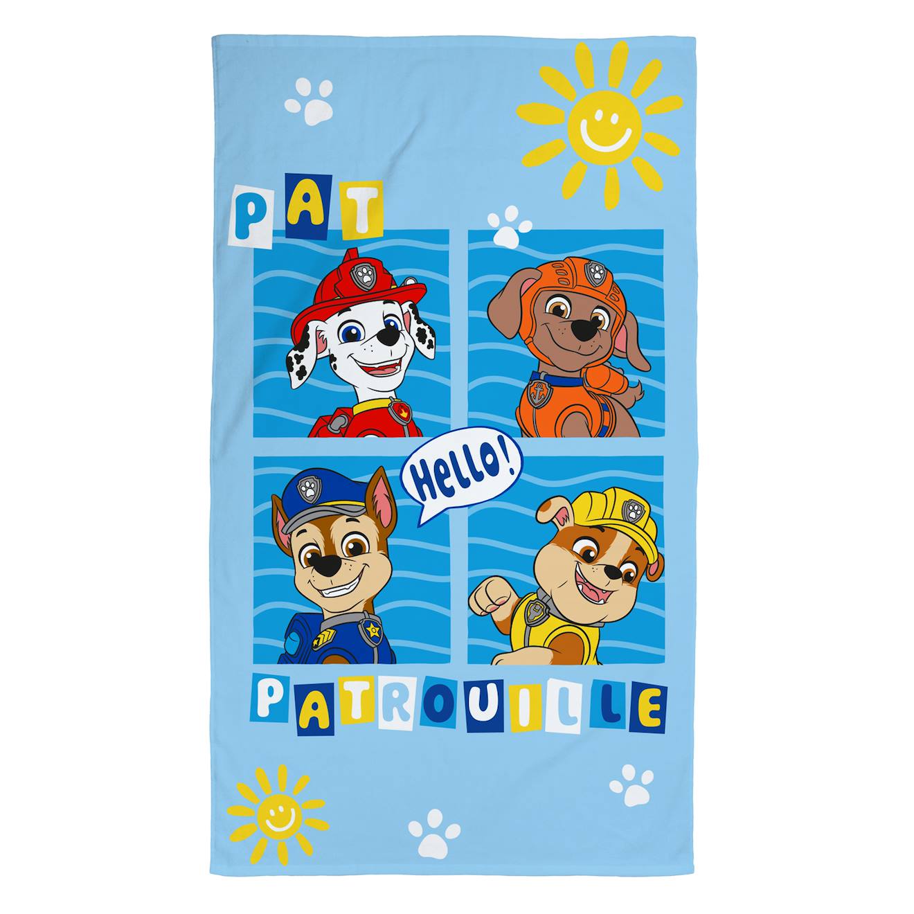 Serviette De Bain Et De Plage Imprimée 100% Coton, Pat Patrouille Enjoy Bleu