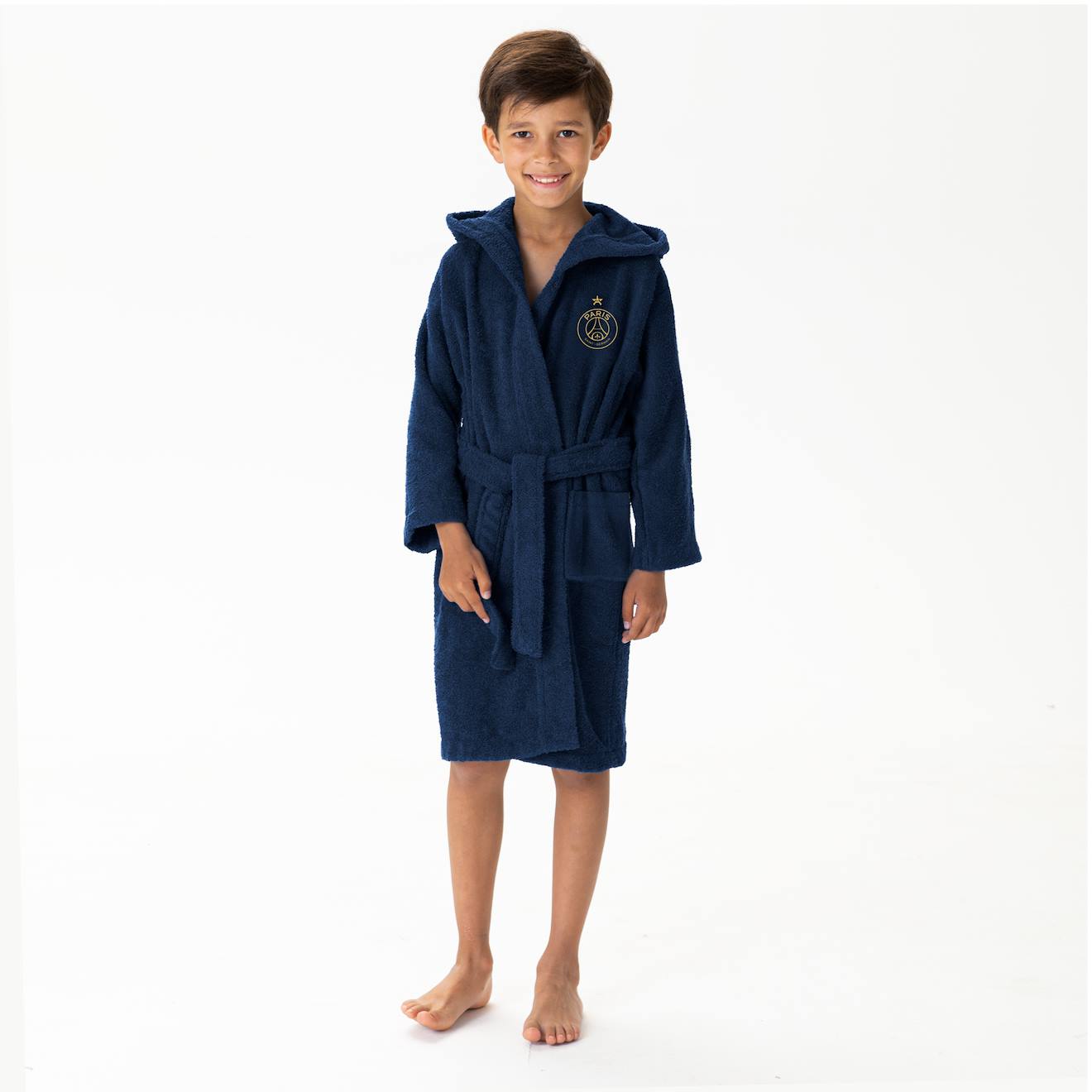 Peignoir Enfant Brodé 100% Coton, Psg Vainqueurs Bleu