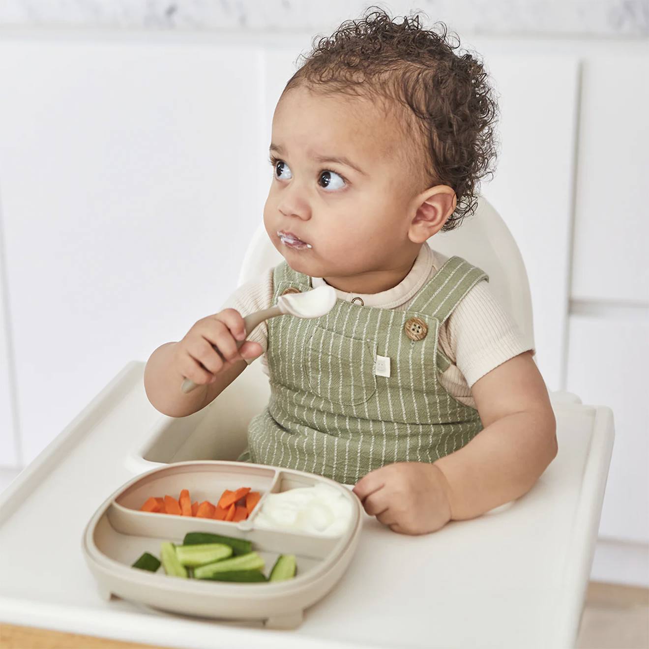 Assiette À Ventouse Avec Compartiments Amovibles Beige (B.BOX) - Image 1