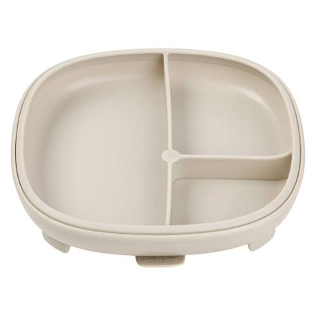 B.BOX - Assiette ventousée avec séparateur amovible 2 en 1 latte - Beige