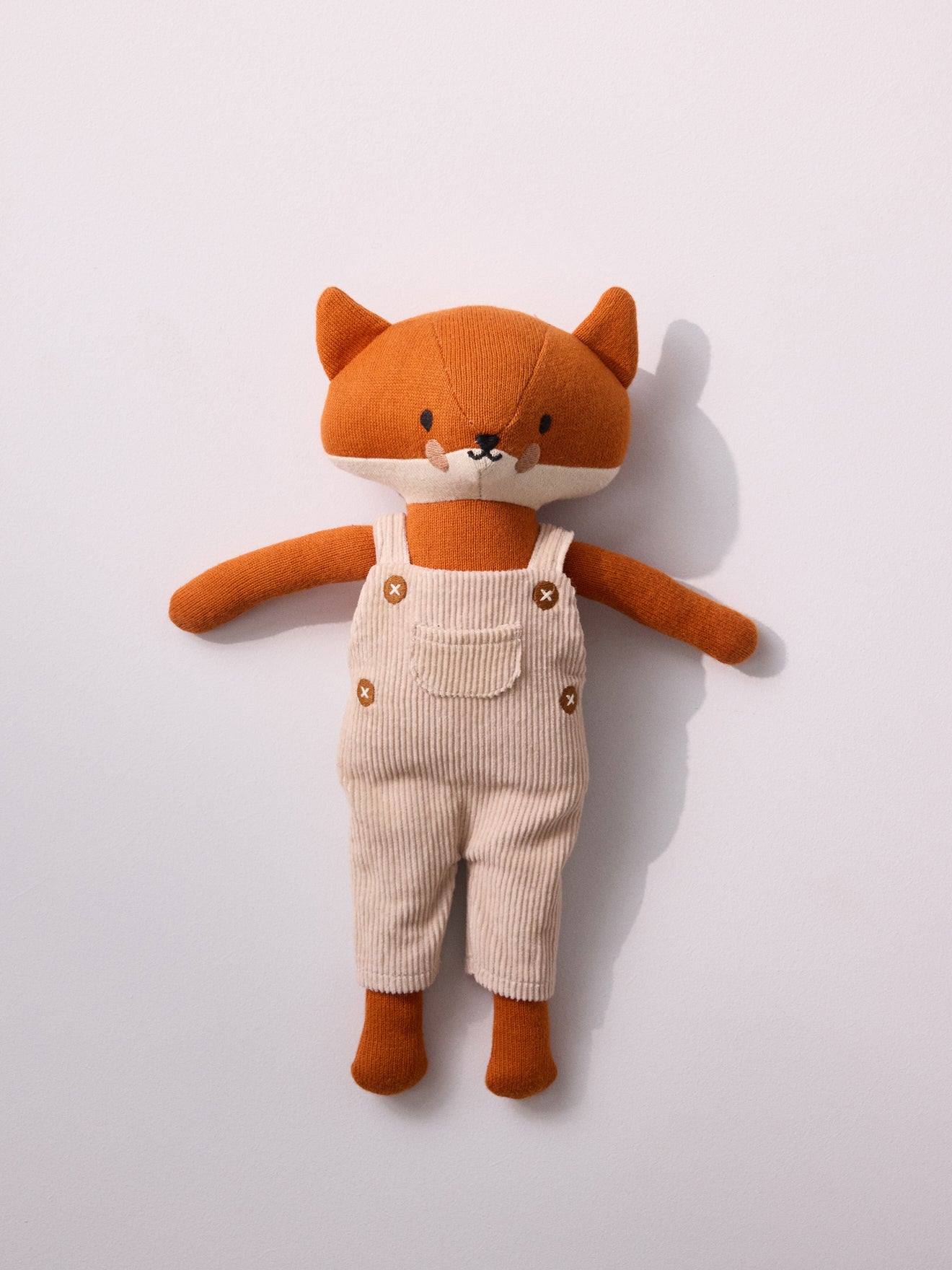 Peluche Renard En Tricot Avec Salopette Velours Orange Moyen Uni Peluche Renard En Tricot Avec Salopette Velours Orange Moyen Uni