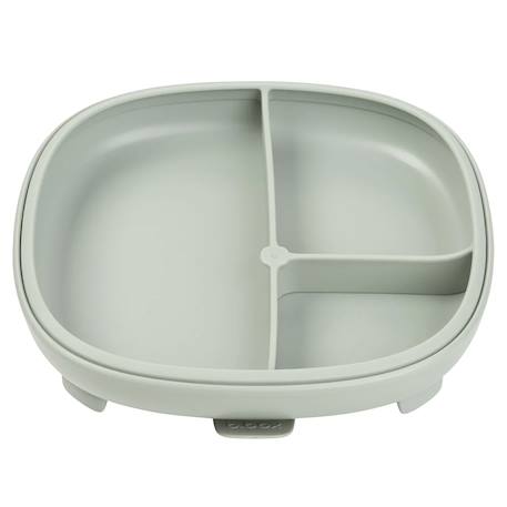 B.BOX - Assiette ventousée avec séparateur amovible 2 en 1 sage - Vert