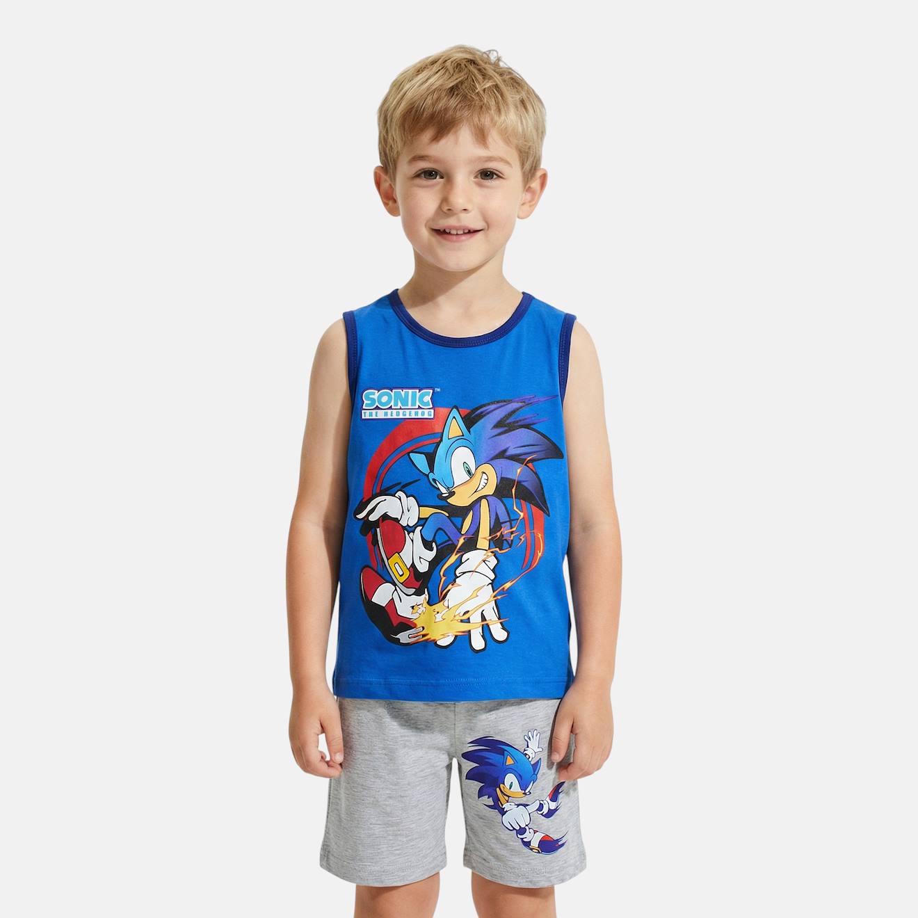 Ensemble Garçon Débardeur Et Short Sonic Bleu