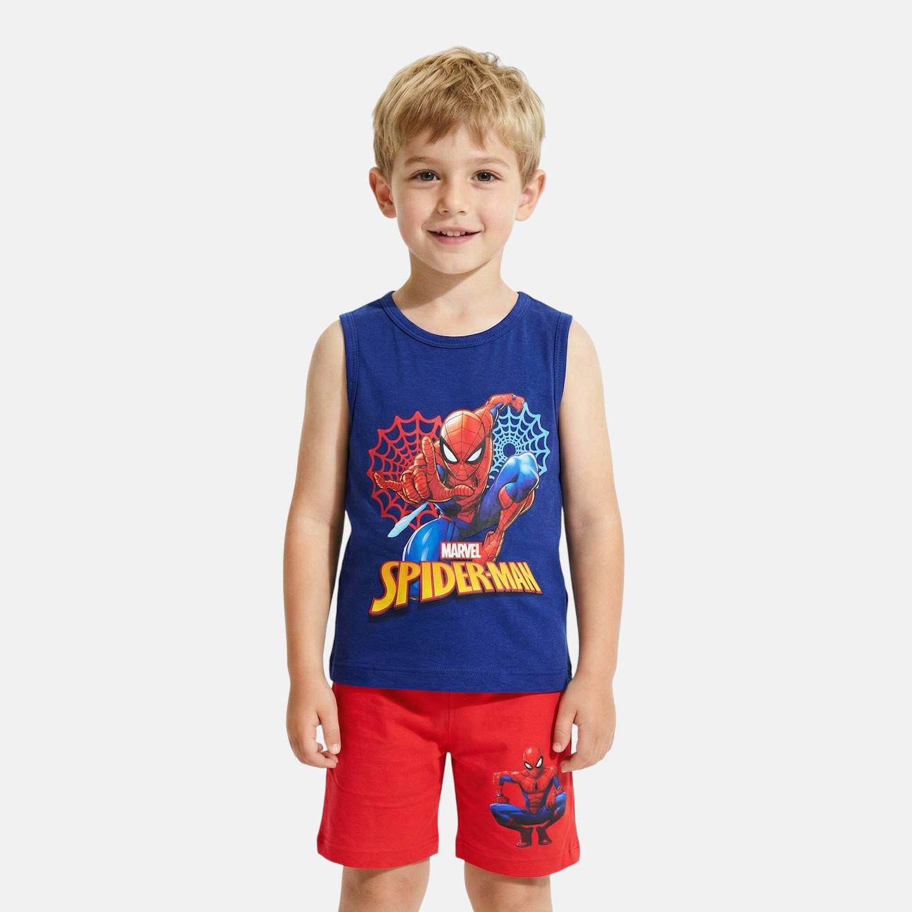 Ensemble Garçon Débardeur Et Short Spiderman Rouge