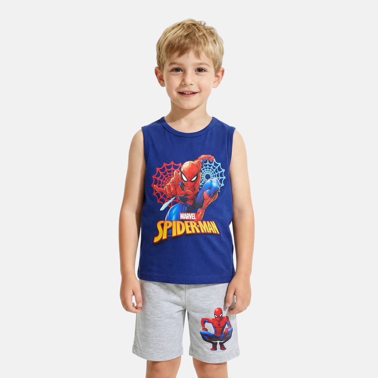 Ensemble Garçon Débardeur Et Short Spiderman Gris