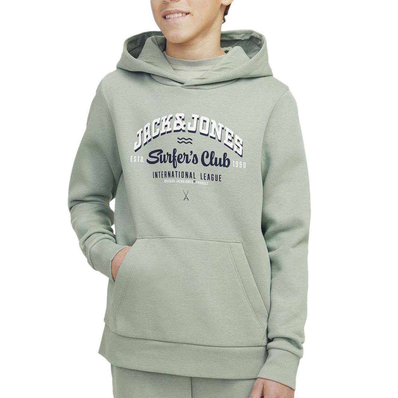 Sweat À Capuche Garçon Logo Vert