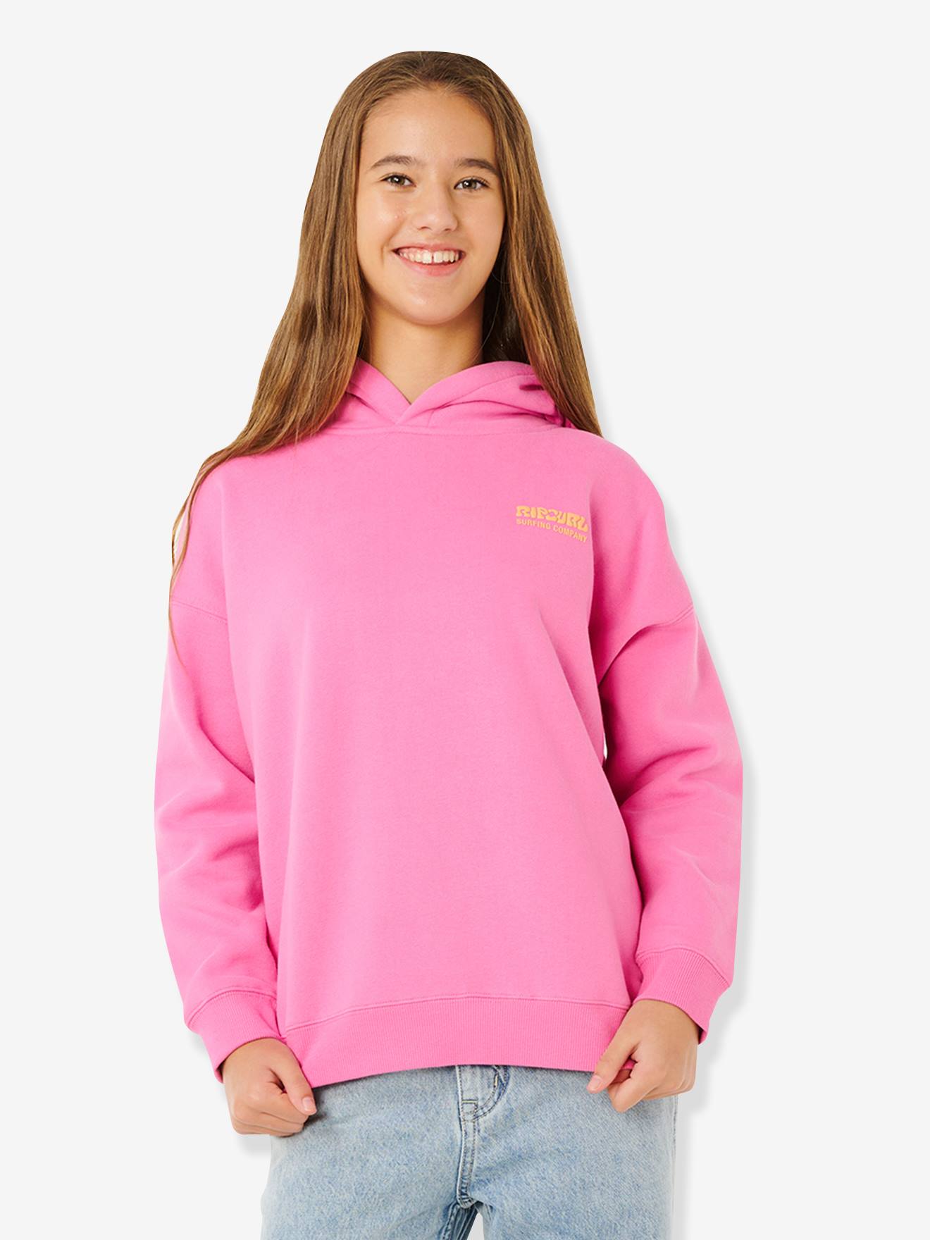 Sweat à capuche fille rose