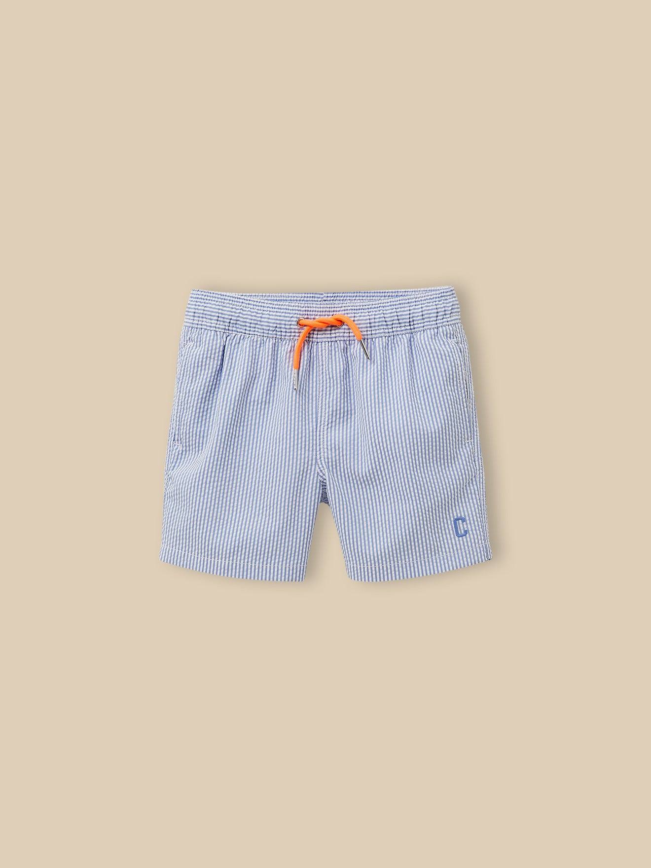 Short De Bain En Seersucker Bleu