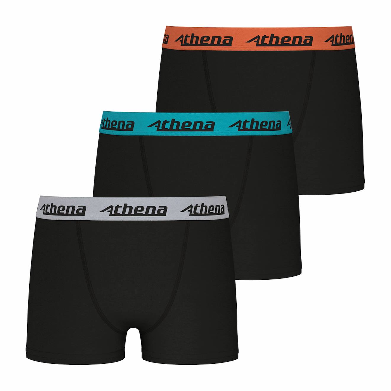 Lot De 3 Boxers Garçon Ecopack Trio Choc Noir Ceinture Grise Bleu Rouge