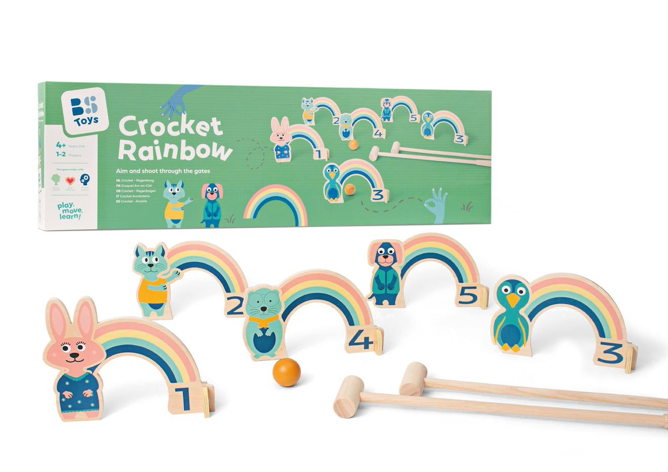 Set De Croquet Arc-en-ciel En Bois Fsc - Jeu Extérieur Pour Enfant Multicolore