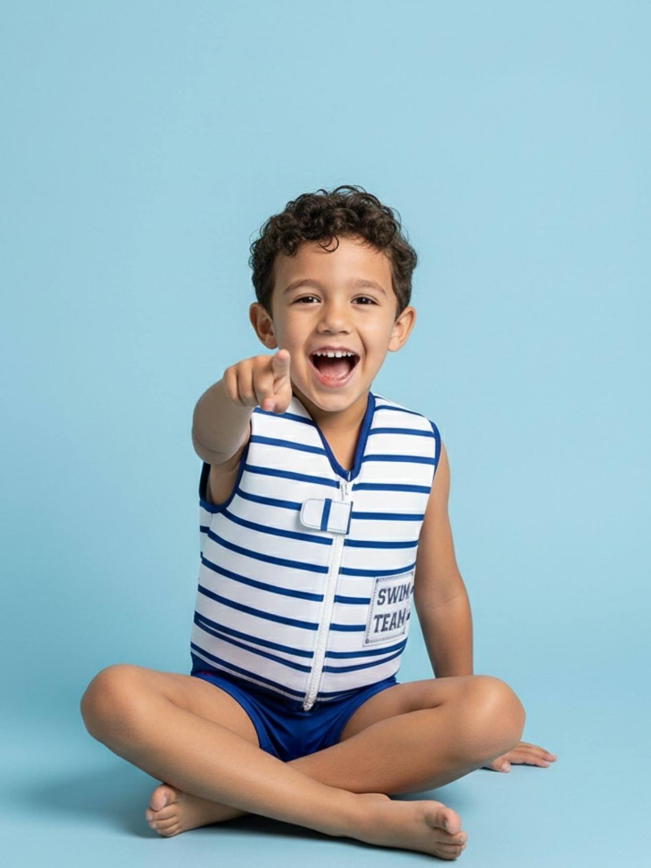 Maillot De Bain Flottant Enfant - Pool Boy Bleu Blanc 56 €