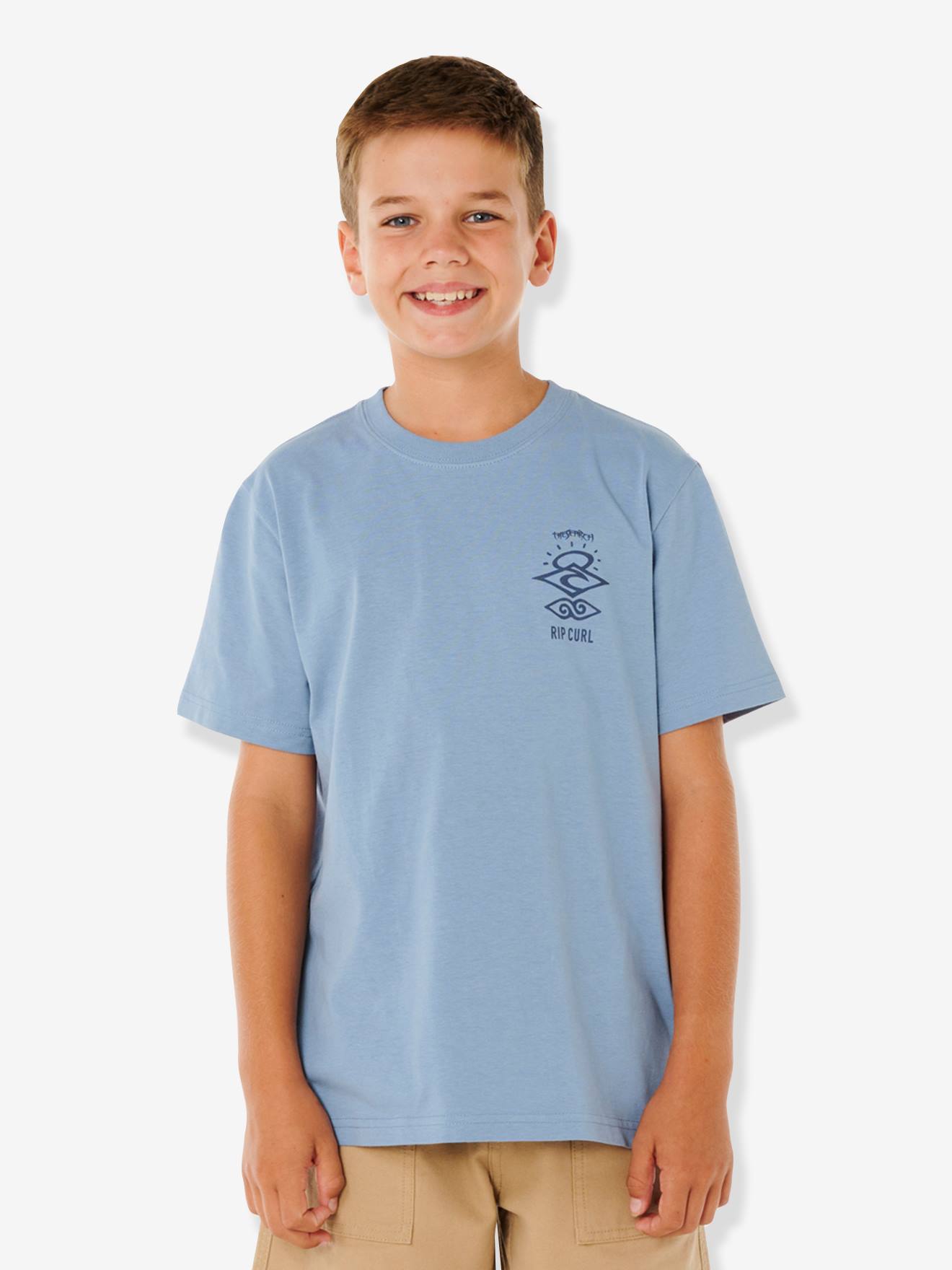 T-shirt Manches Courtes Garçon Bleu Grisé