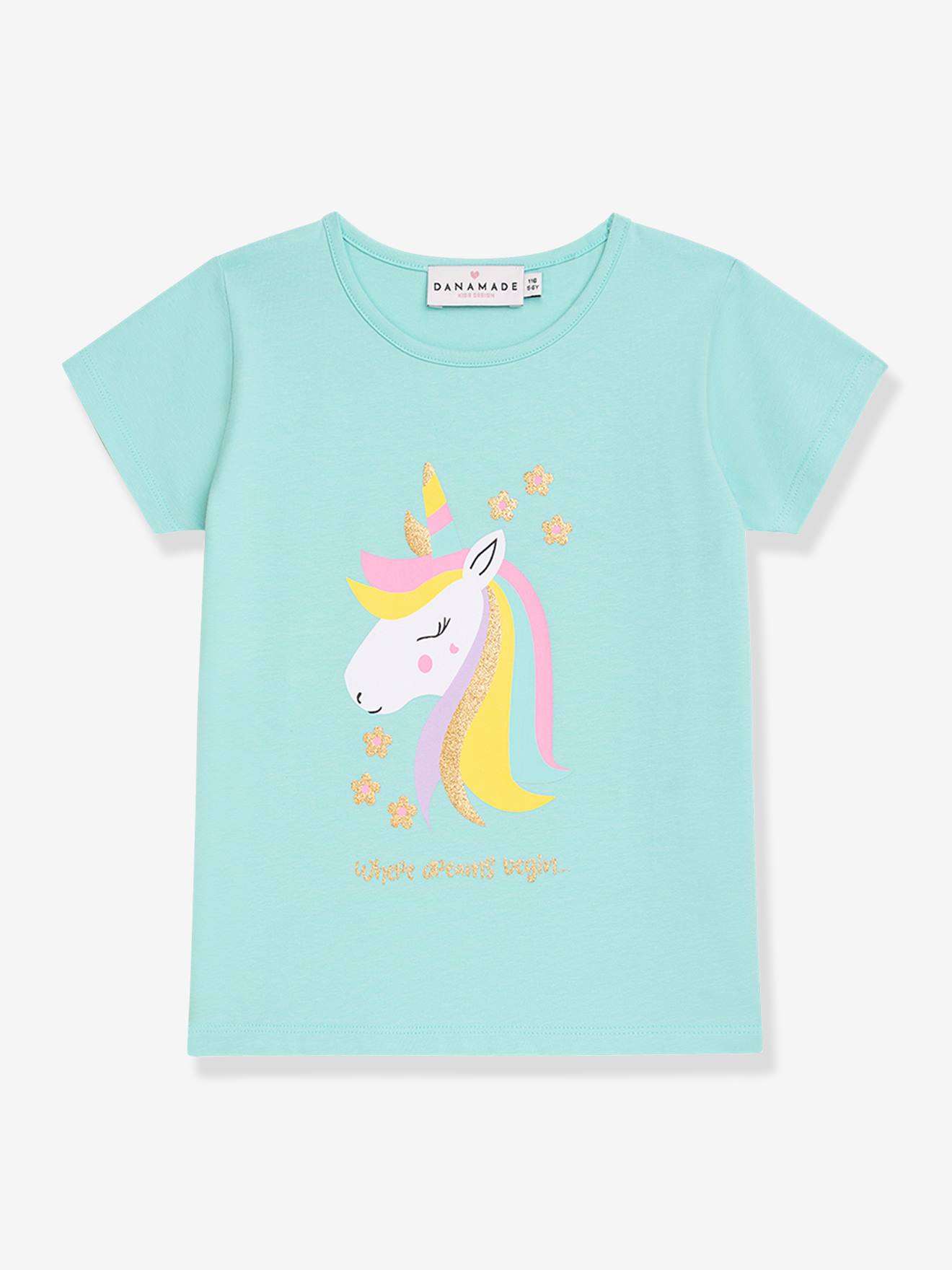 T-shirt fille avec arc-en-ciel en sequins DANAMADE bleu glacier 25$