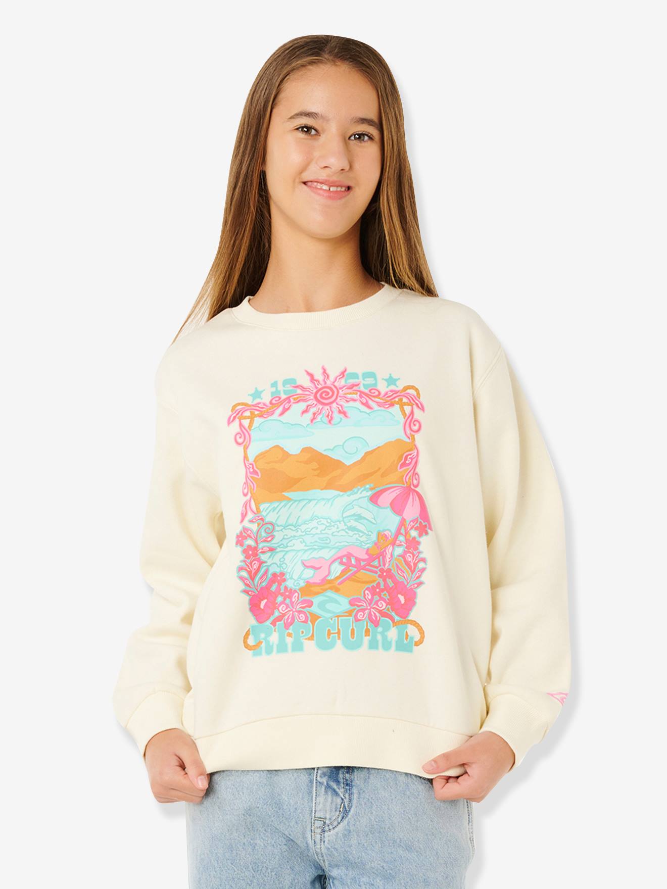 Sweat Sunshine Squad fille écru Sweat Sunshine Squad fille écru