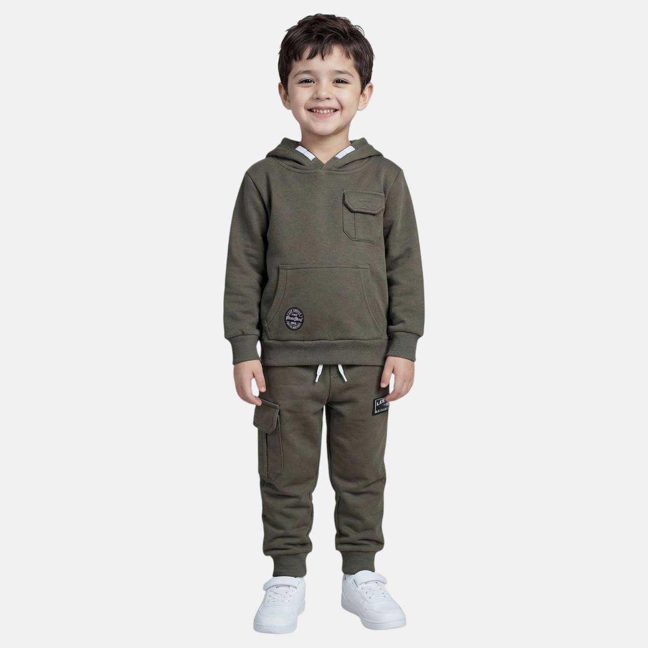 Sweat À Capuche Avec Poche Et Pantalon De Jogging Kaki