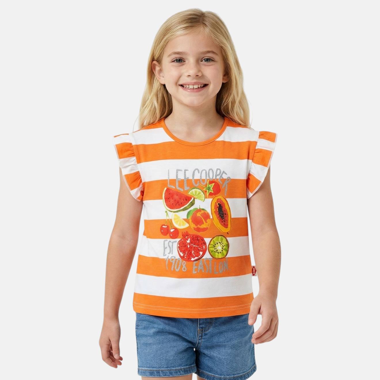 Top À Rayures Avec Imprimé Fille Orange
