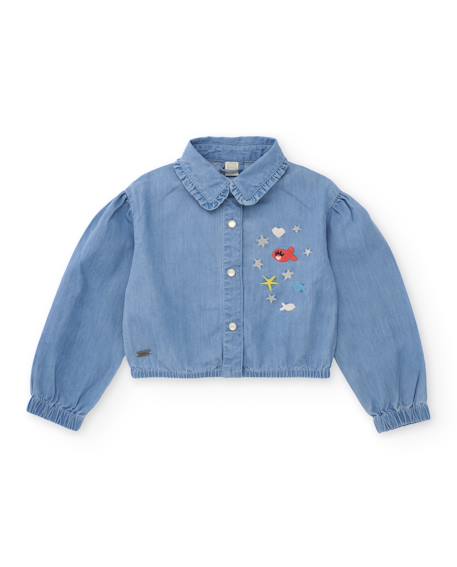 Chemise pour fille en tissu en denim léger Bleu 1 - vertbaudet enfant 