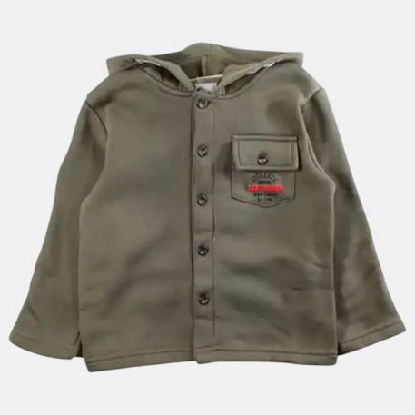 Veste sweat à capuche boutonnée garçon Ecru+Kaki+Marine 8 - vertbaudet enfant 