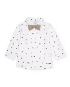 Chemise garçon en tissu uni avec nœud papillon amovible  - vertbaudet enfant
