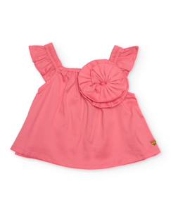 Blouse pour fille en toile avec grande fleur sur le devant  - vertbaudet enfant