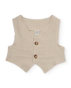 -Gilet garçon en tissu uni avec fermeture à boutons